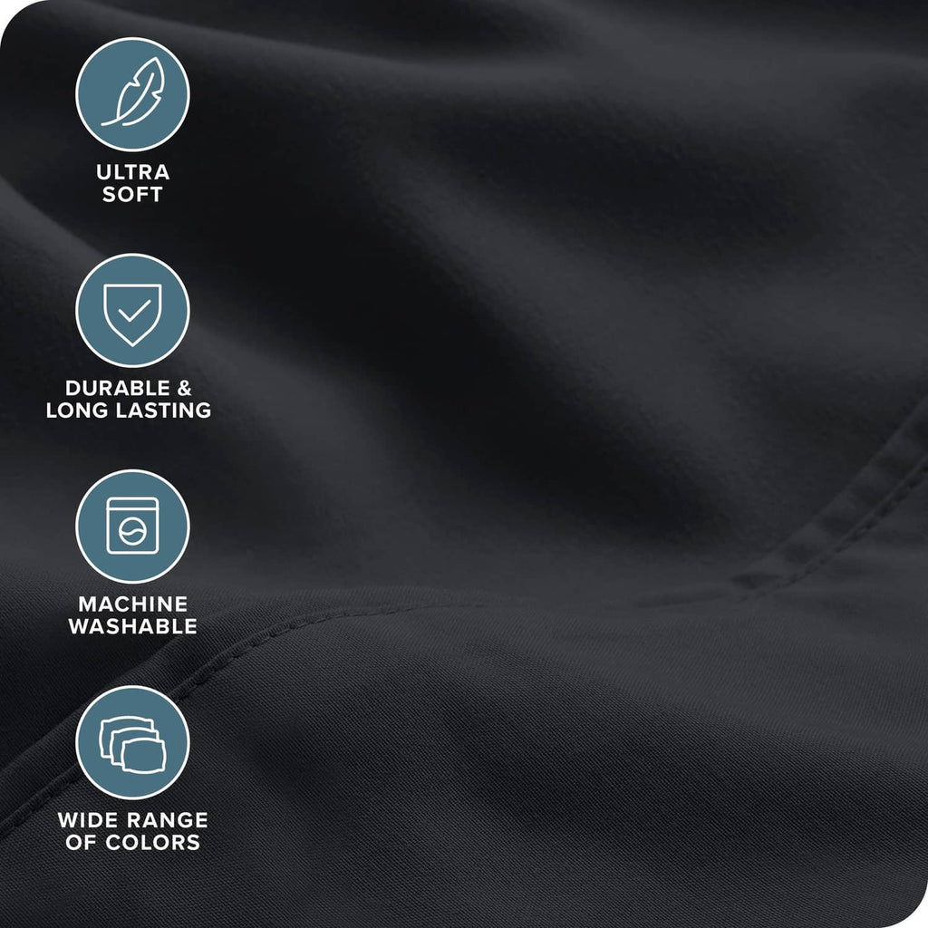 Charcoal microfiber sheet fabric close-up with smooth, soft texture