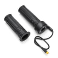 Black full-twist e-bike throttle grip set with cable and yellow plug