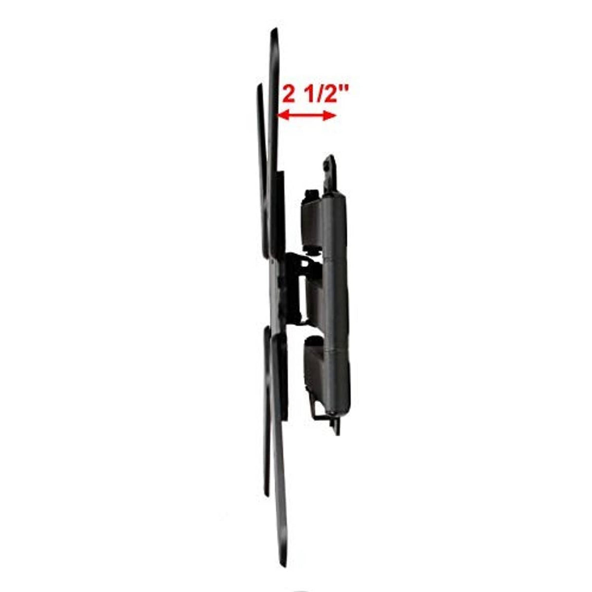 Slim-profile TV wall mount with quick-attach bracket and side view