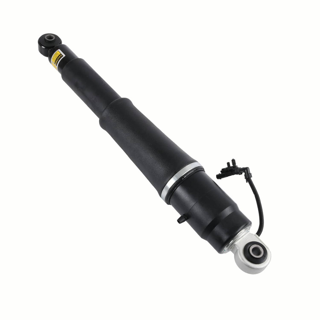 Pair rear air shock absorbers, black with silver mount and hose connection