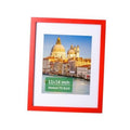 Red solid wood 11x14 picture frame with white mat and glass front