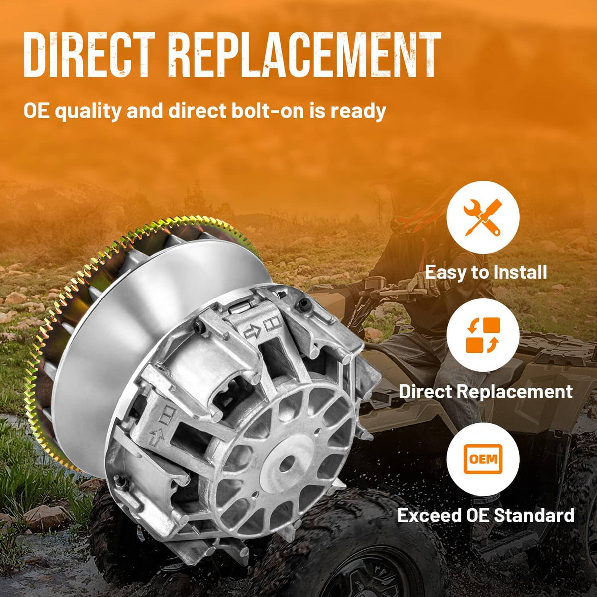 Drive clutch assembly with silver housing and gold-edged toothed ring