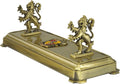 Gold Gryffindor wand stand with two gryphon figures on a rectangular base