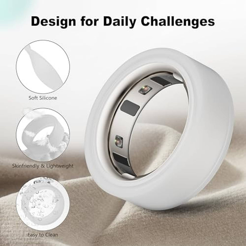 White silicone smart ring cover, smooth interior and protective outer rim