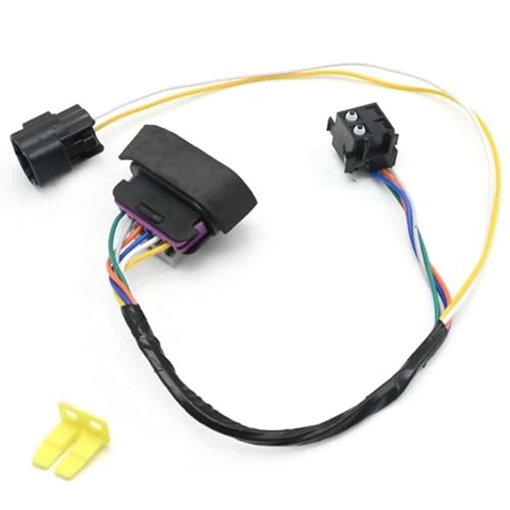Door handle connector harness with black main housing, two side plugs, and wire harness