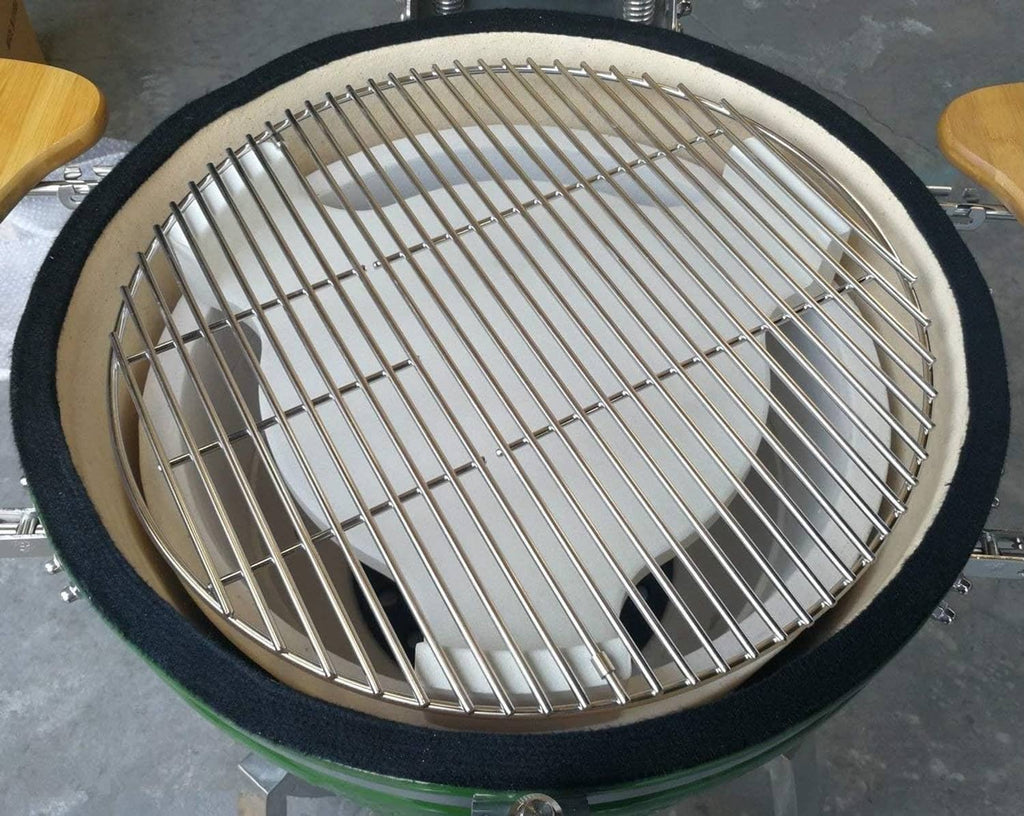 Stainless steel grill cooking grate, round wire grid with support ring
