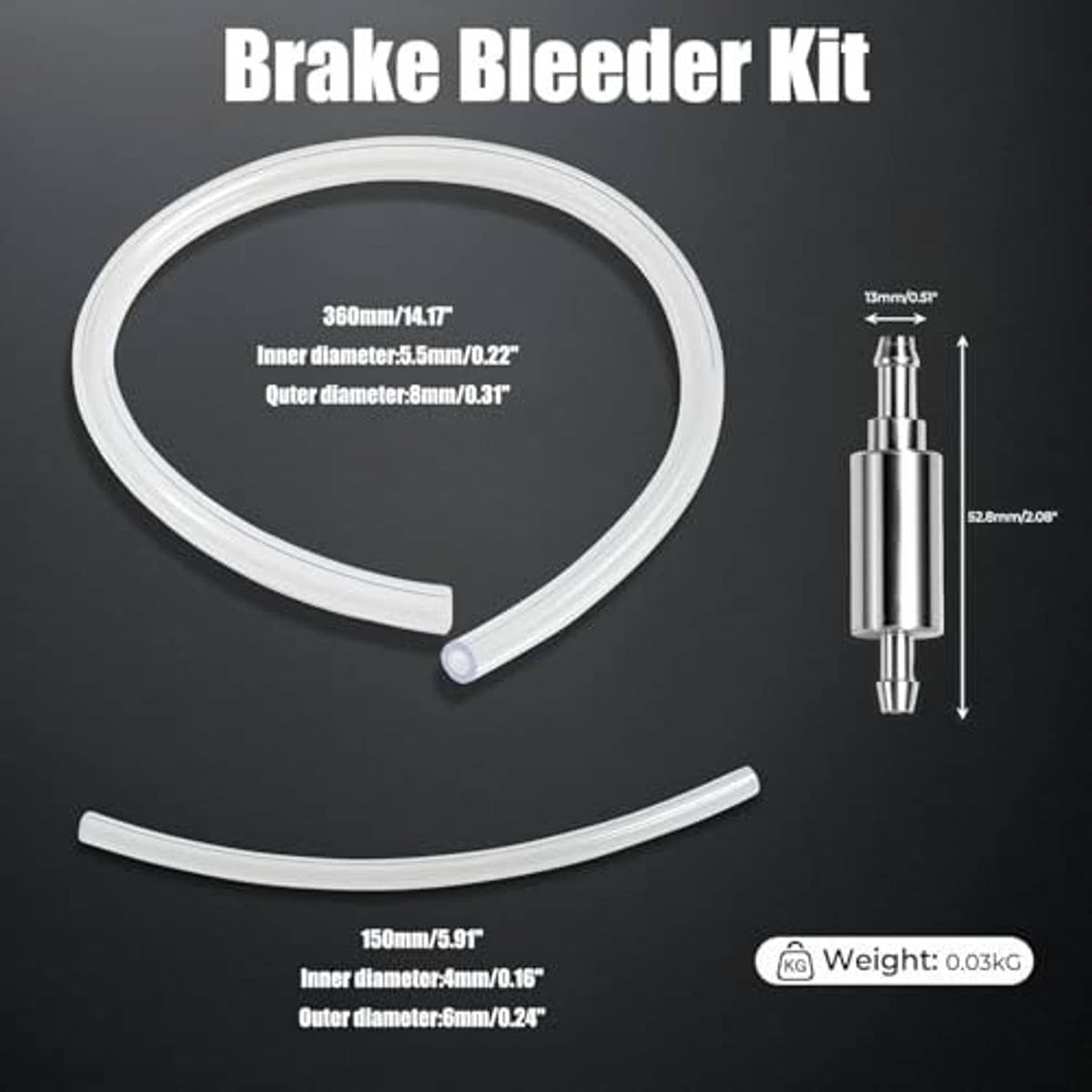 Brake bleeder kit with two hoses and one-way valve connectors