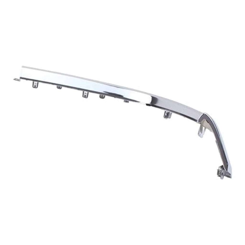 Chrome bumper grille lower trim with long edge and visible mounting hardware