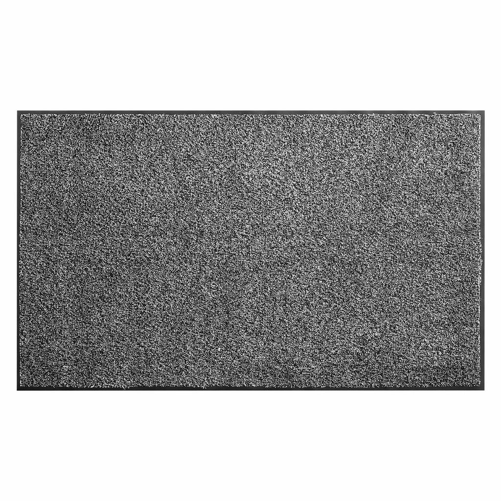 Grey front door mat with dense speckled texture and rectangular flat surface