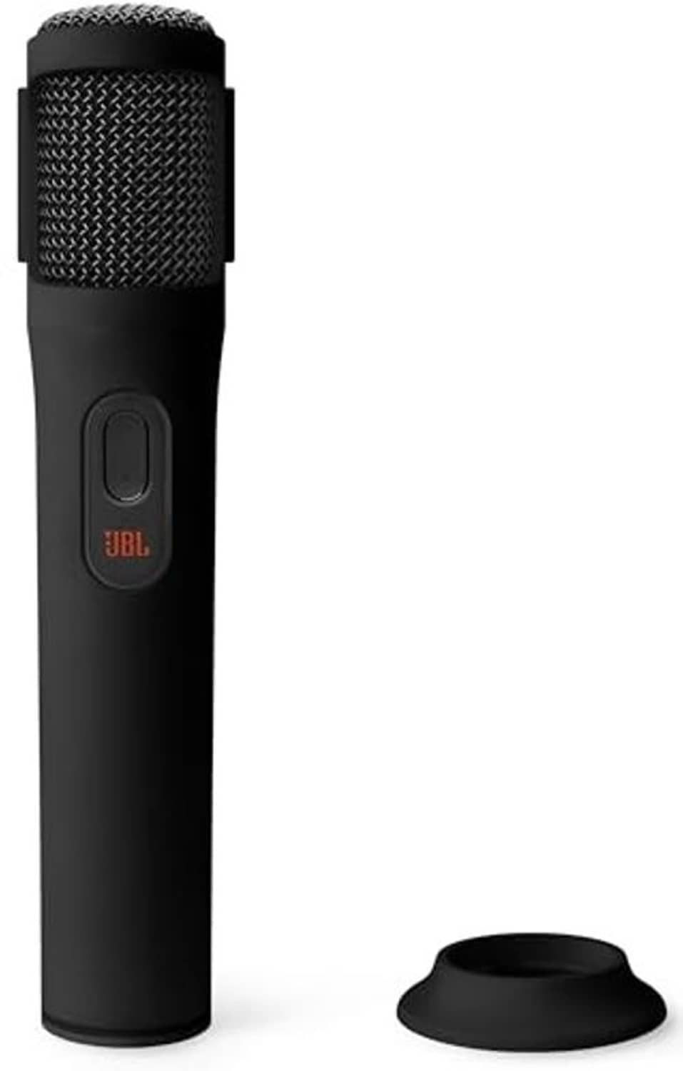 Black silicone mic cover with textured grille top and JBL side emblem plus base cap