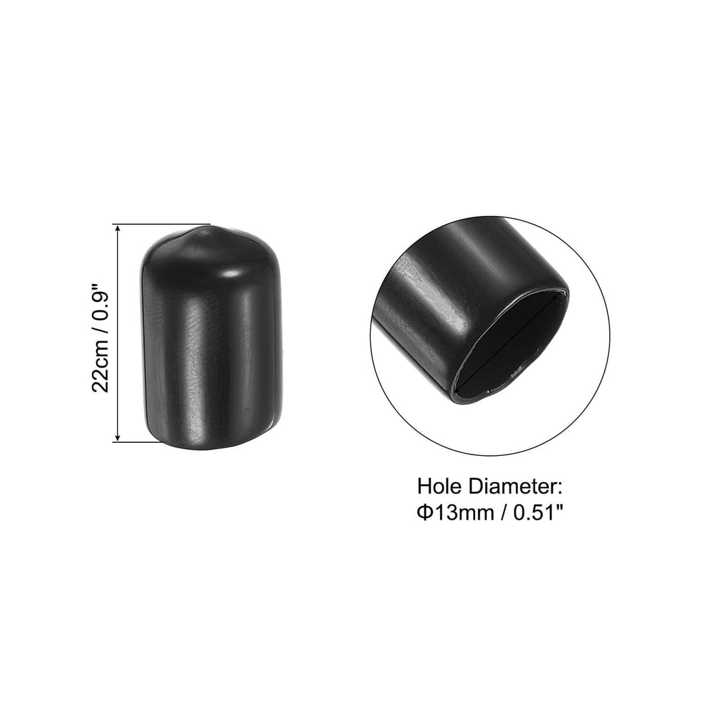 Black cue tip protector cap, open end view; 13mm hole size shown