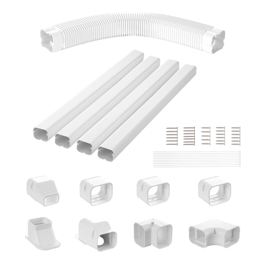 White line set cover kit with curved corner cover, straight sections, and fitting brackets