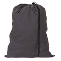 Grey cotton large drawstring storage bag with black drawstring cord