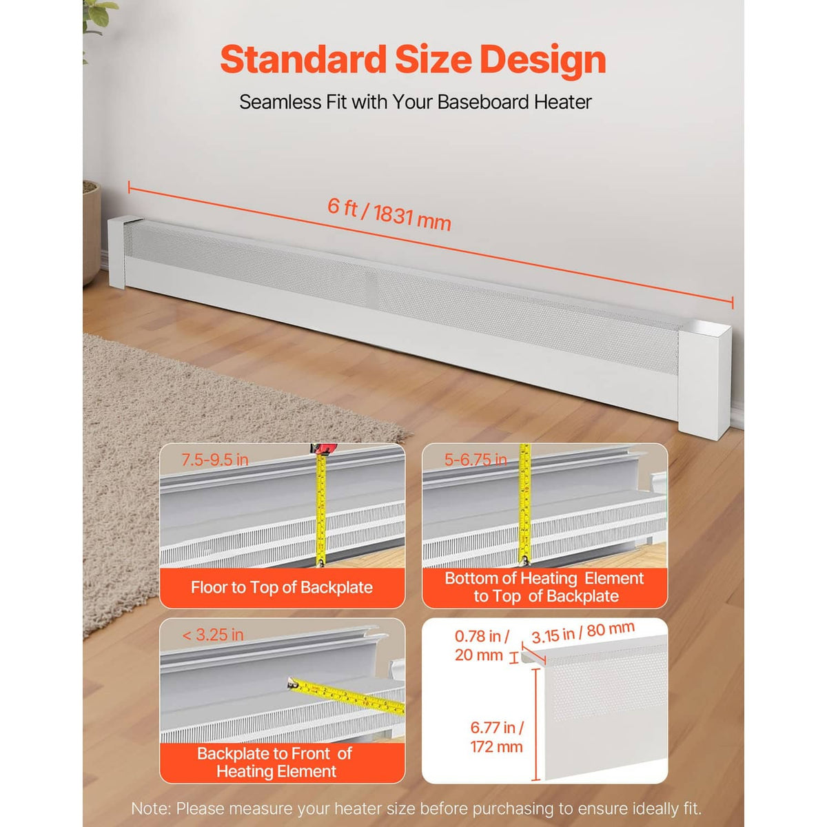 White baseboard heater cover mounted along the wall under a window