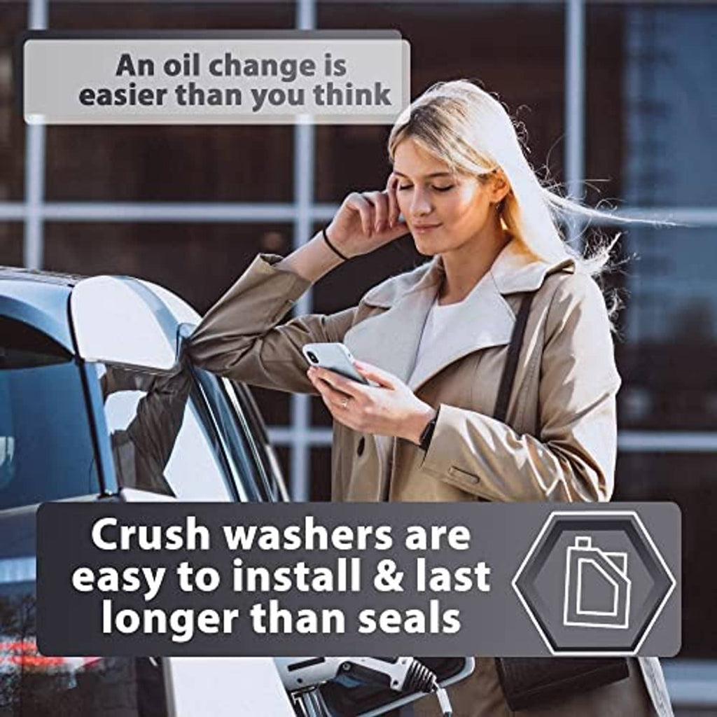 Copper crush washers for easy installation during an oil change