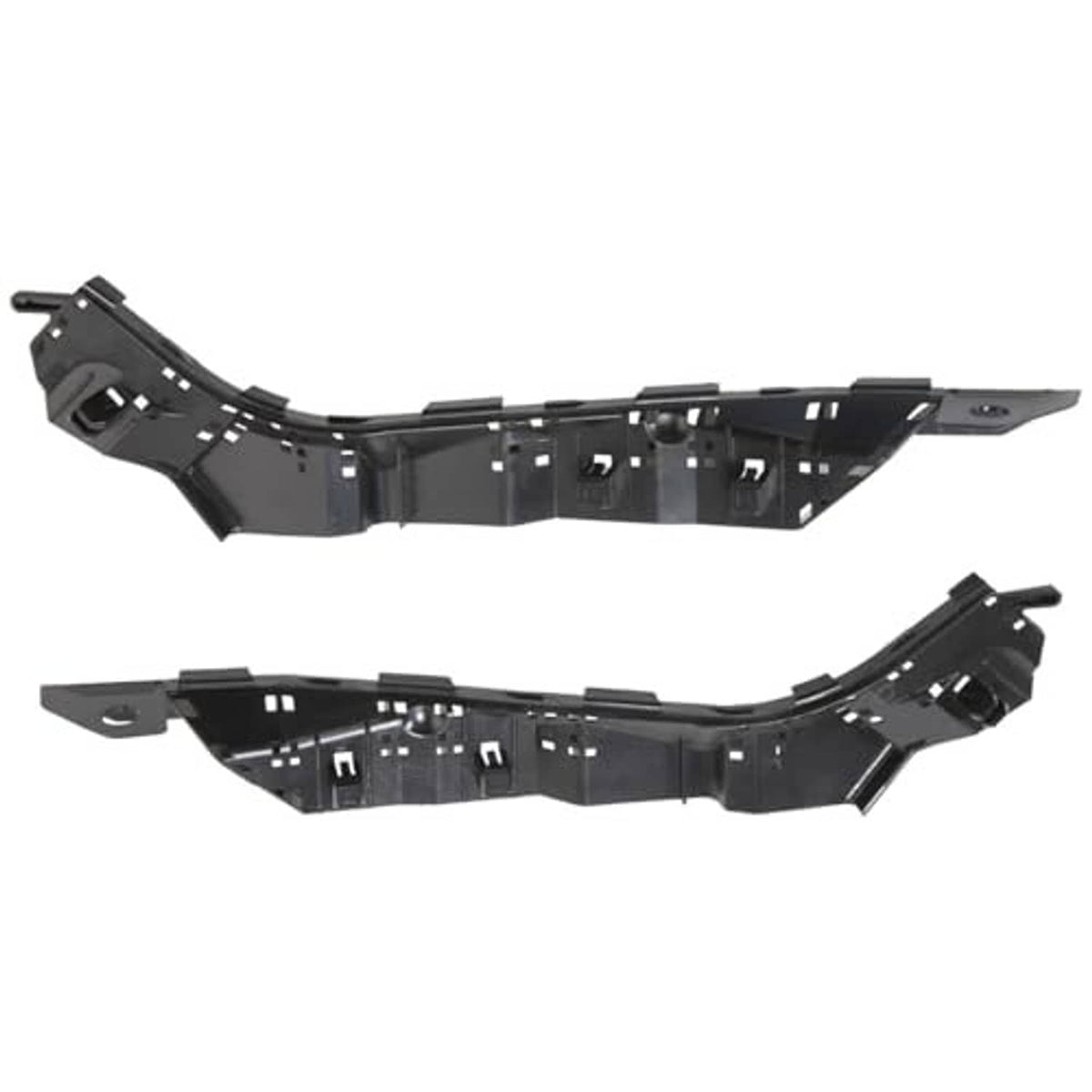 Black front bumper brackets with curved crossbar and bolt holes