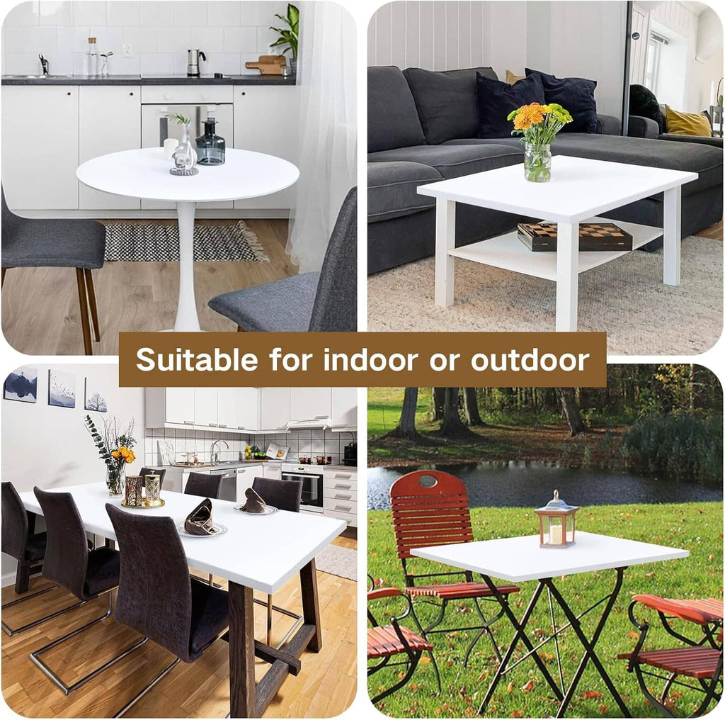 Square fitted white table cover on indoor and outdoor tables