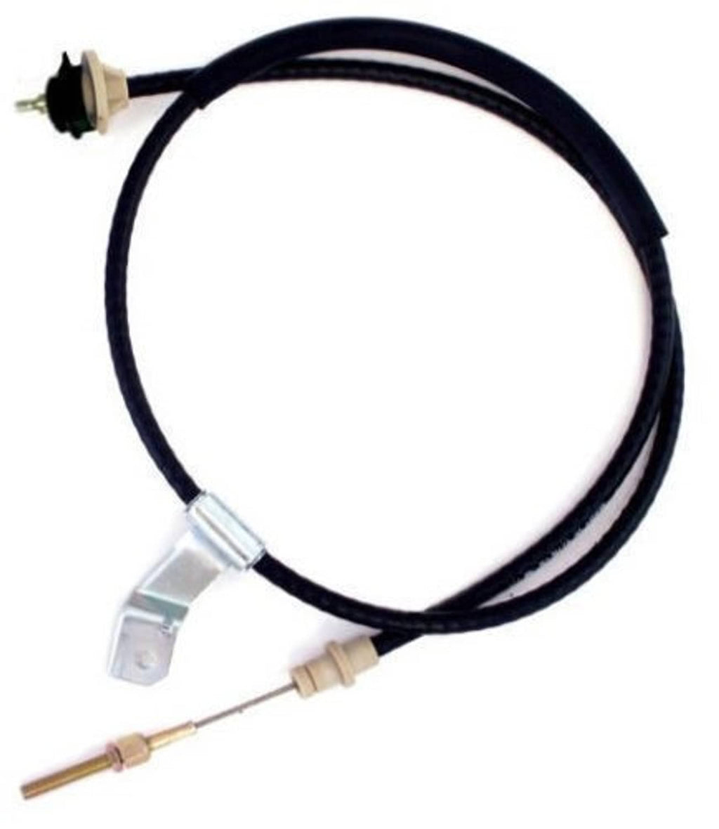 Black adjustable clutch cable with metal end fittings and white connector