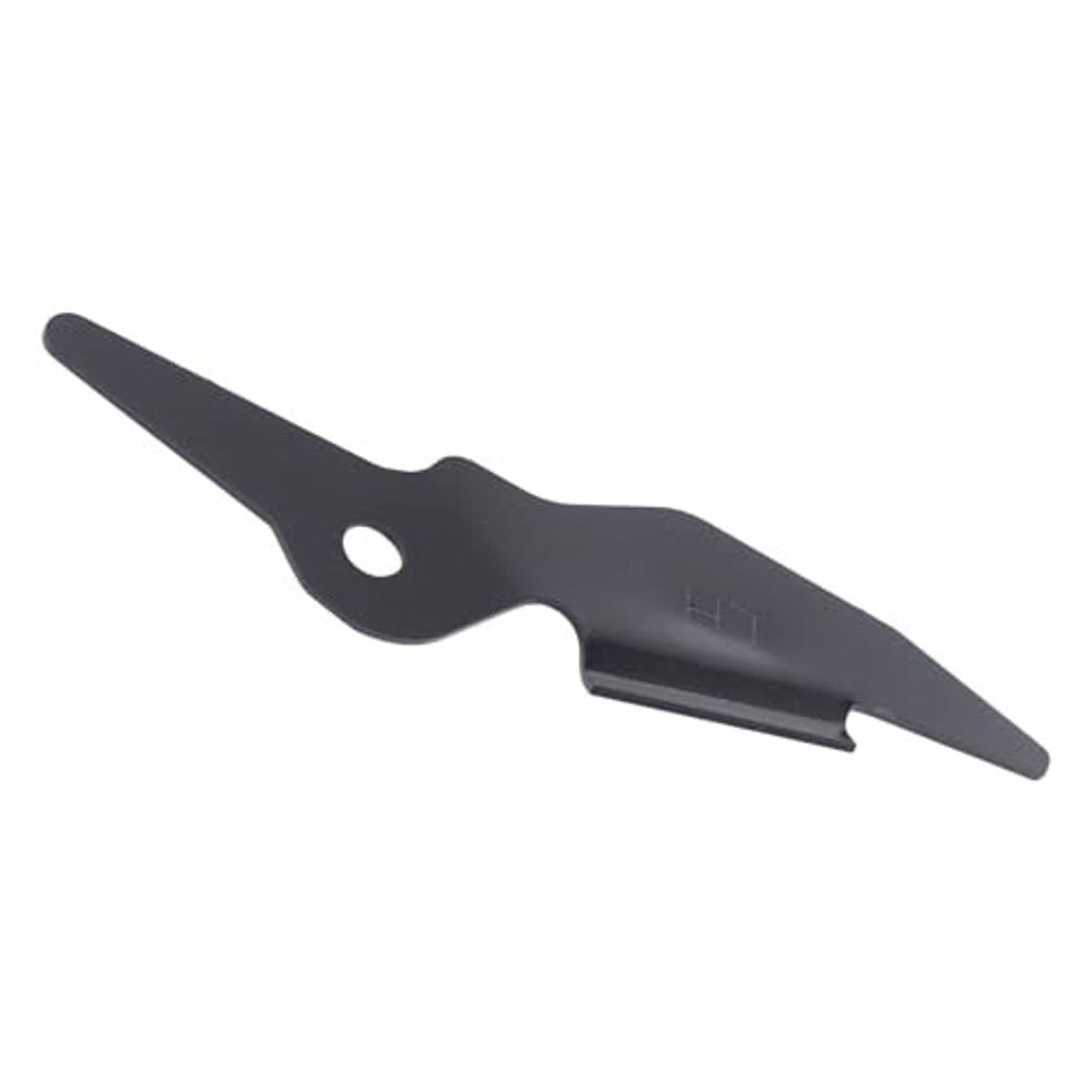 Black bumper bracket with circular mounting hole and angled support tab