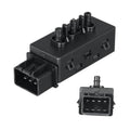 Black 6-way power seat switch module with multi-pin terminals and connector
