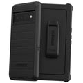 Black rugged phone case with holster clip, dual-layer front and back