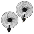 18-inch wall-mounted oscillating fan set, two black fans with wire grille and mount