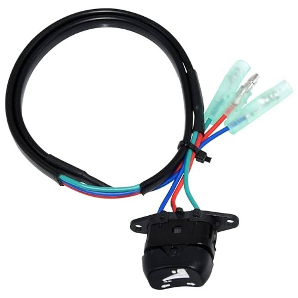 Power trim and tilt switch assembly with black rocker switch, mounting bracket, wiring