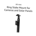 Black stake mount for ring cameras and solar panels with side bracket