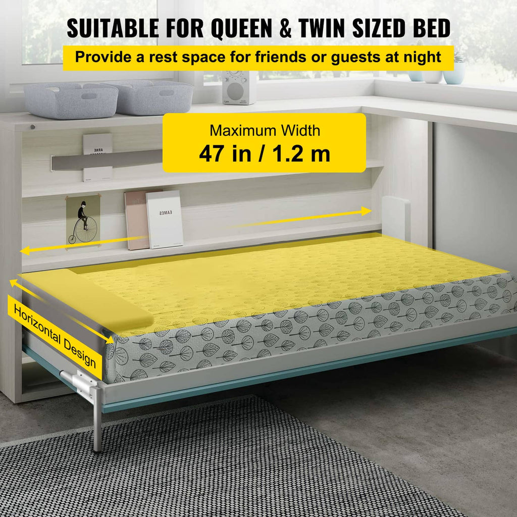 Horizontal Murphy wall bed spring mechanism hardware kit with folding support frame