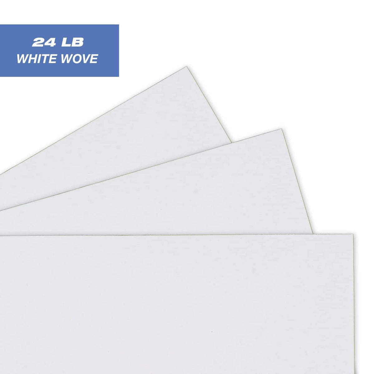 White wove invitation envelope stack, 24 lb paper, gummed flap closure, close view