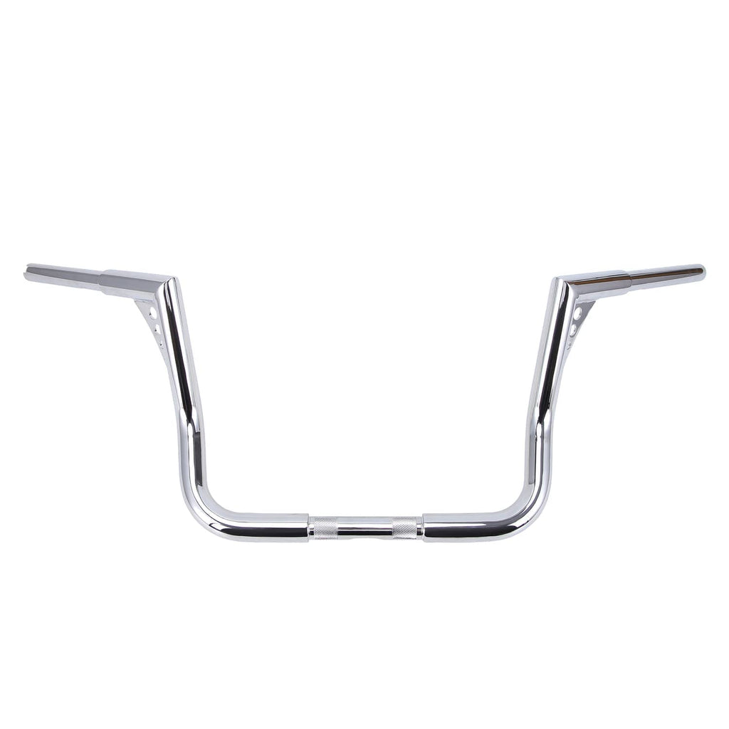 Chrome ape hanger handlebars, centered front view