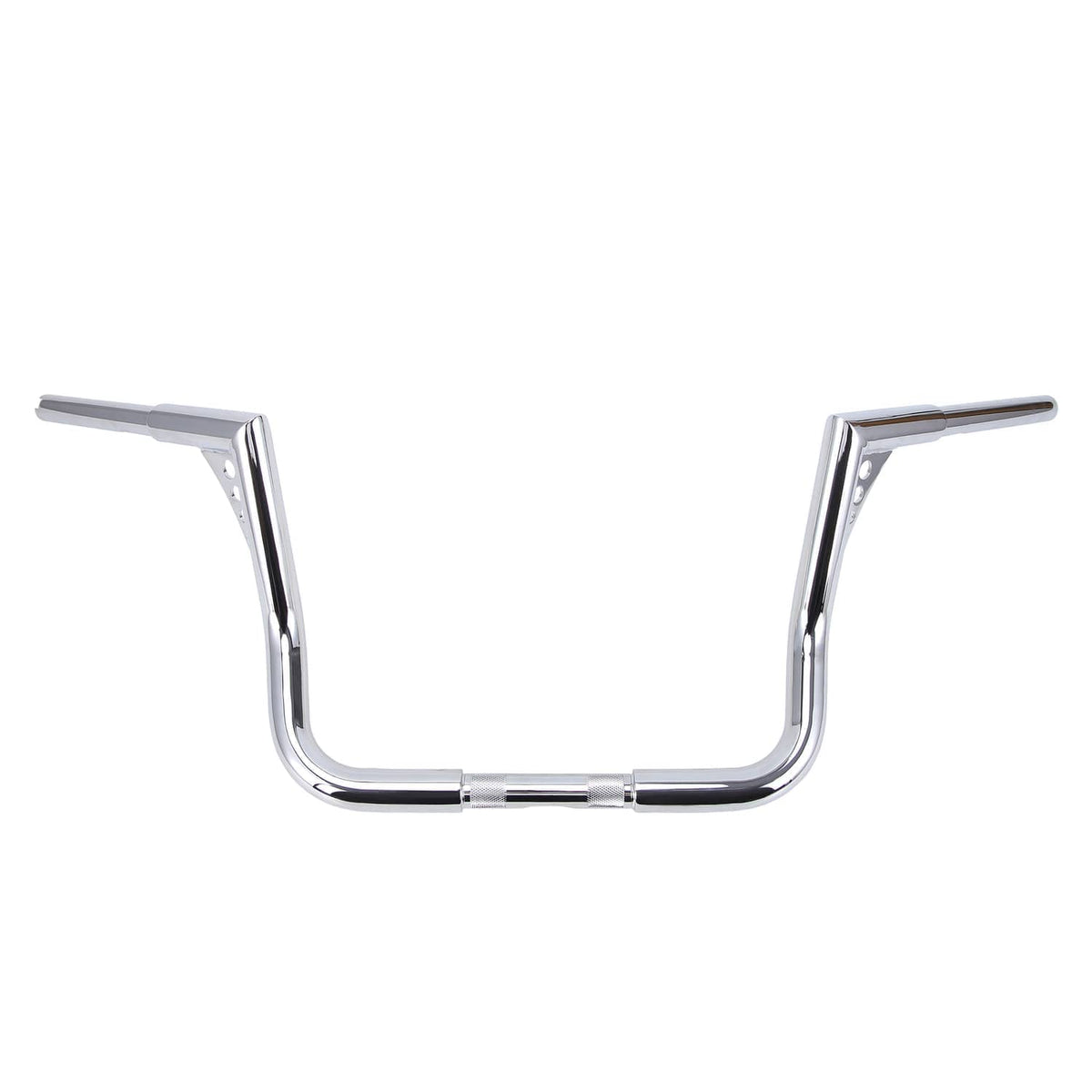 Chrome ape hanger handlebars, centered front view