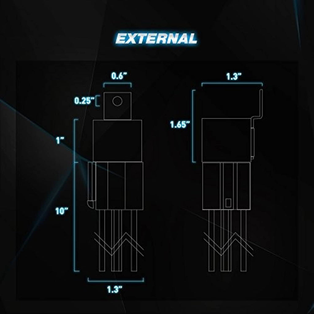 5-pin relay socket external size diagram with pin and mounting dimensions
