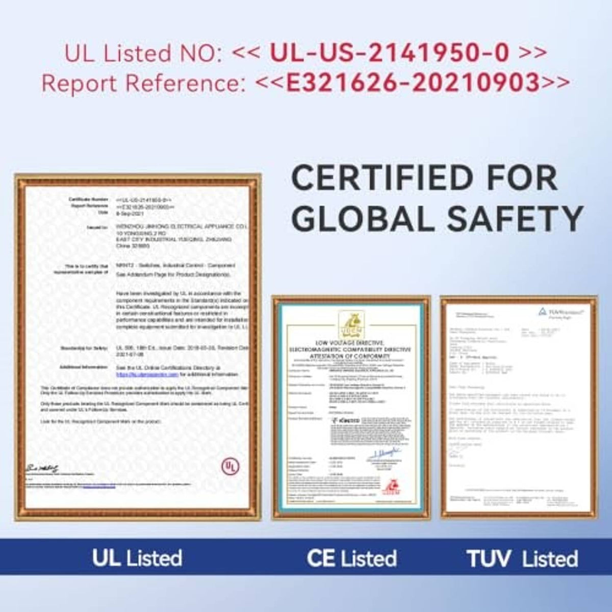 UL and CE certification documents shown for the 12V relay