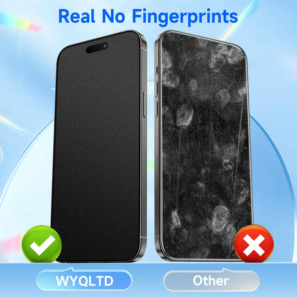 Two matte screen protectors for iPhone 16 Pro Max, front and back protector views