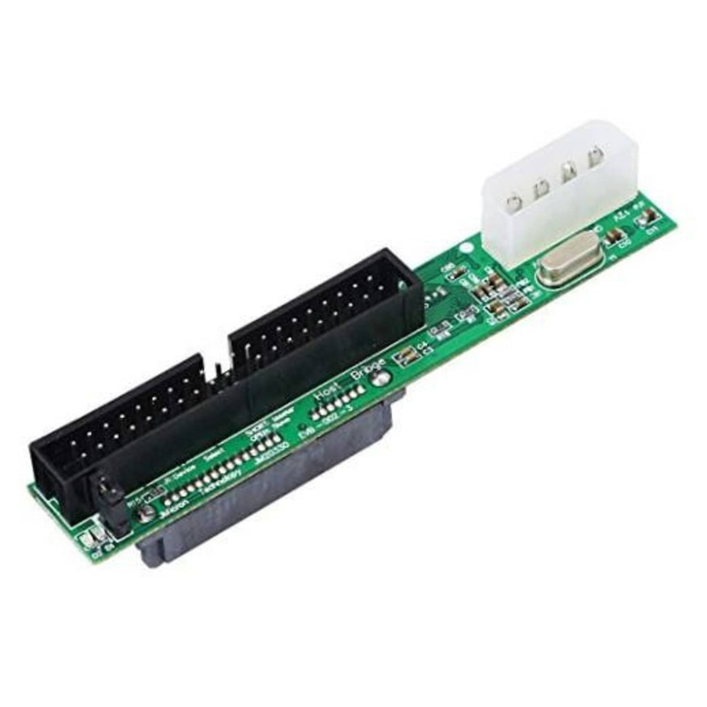 SATA to 40-pin IDE adapter board with white SATA connector and black 40-pin port