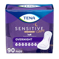TENA Sensitive Care overnight incontinence pads, 90-count box with absorbent pad icon