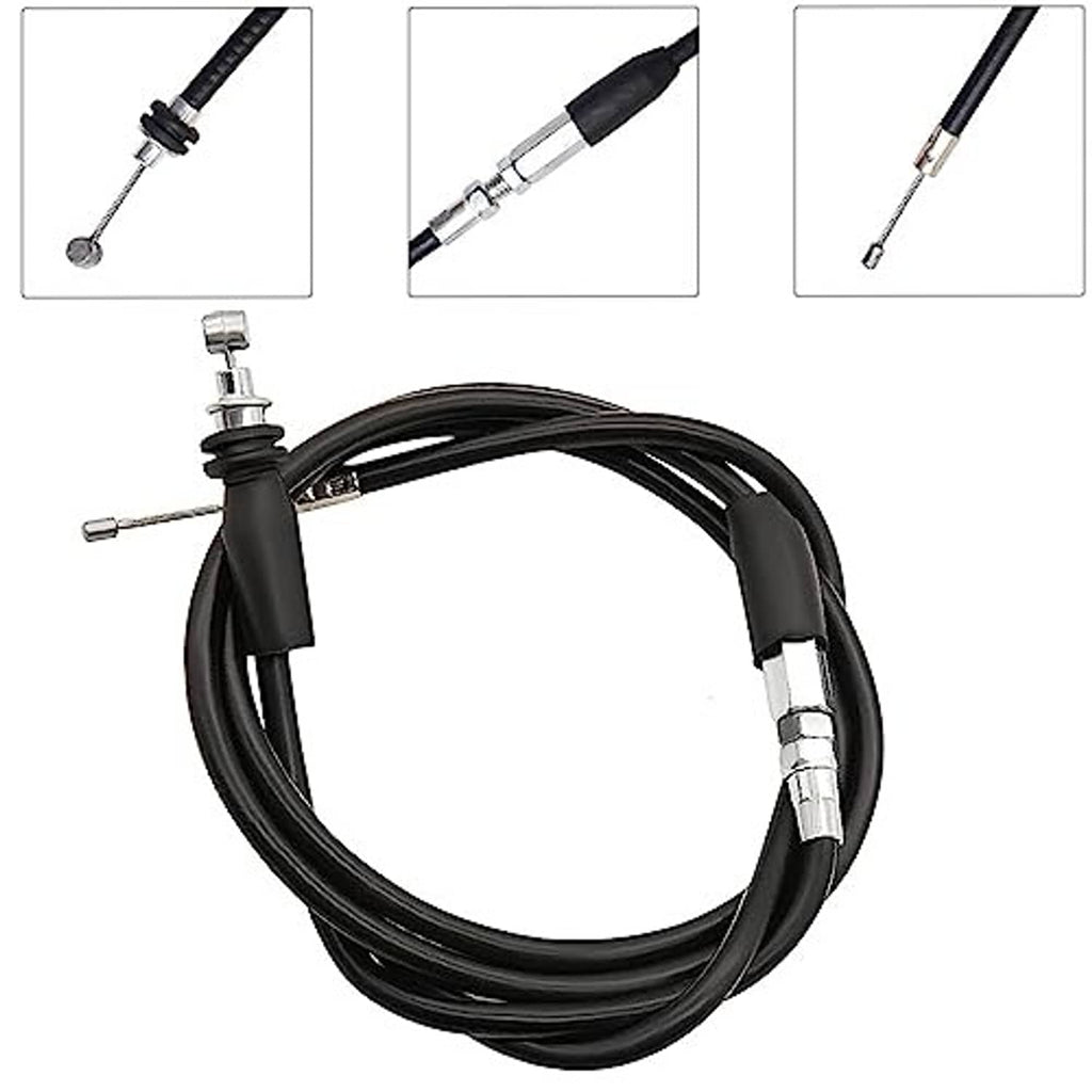 Throttle cable set with metal ends and black housing, for dual brake lever throttle.