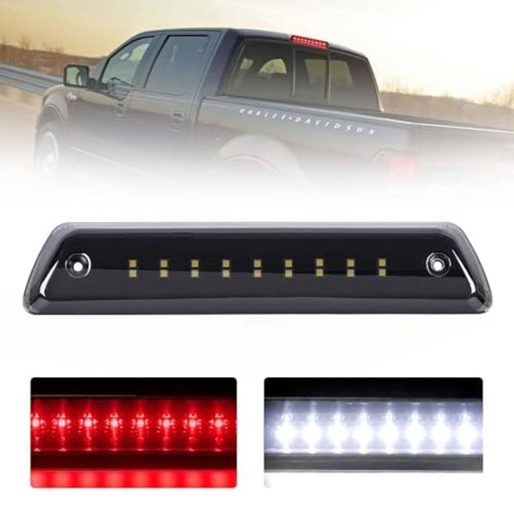 Smoked LED third brake light and reverse light bar, black housing with LED strip and side mounts