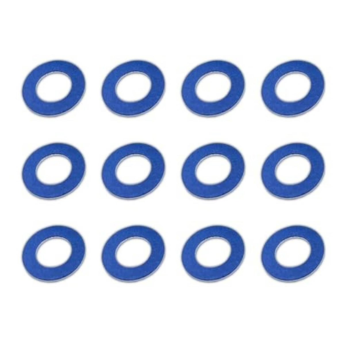 Pack of blue oil drain plug gasket washers with white centers, multiple pieces