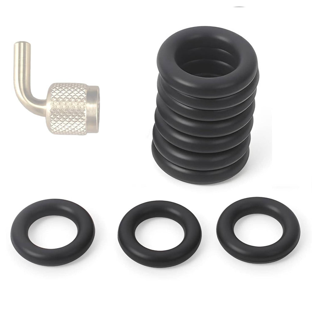 Pack of black rubber O-ring seals, shown with one ring and coiled stack