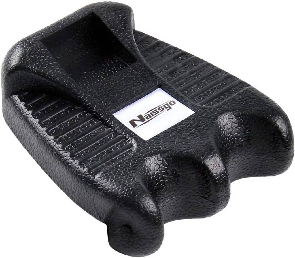 Black textured cue stick rest holder with strap and recessed slots