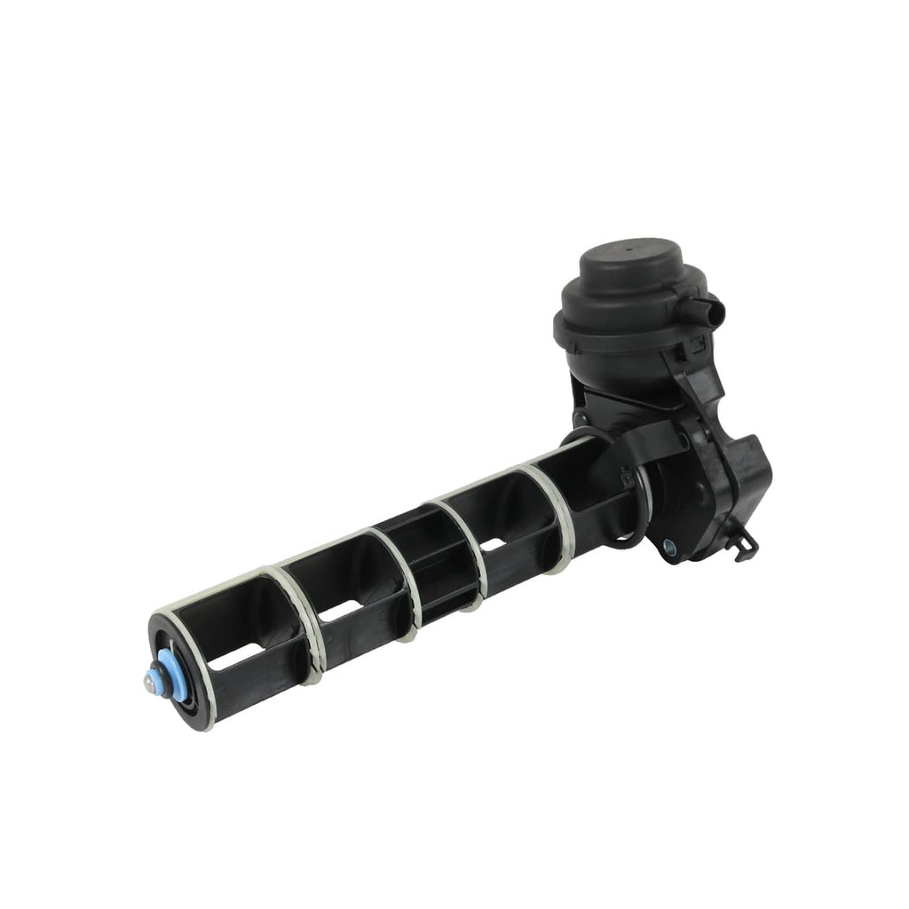 Intake manifold rotary valve with black cylindrical body and blue-tinted end bushing