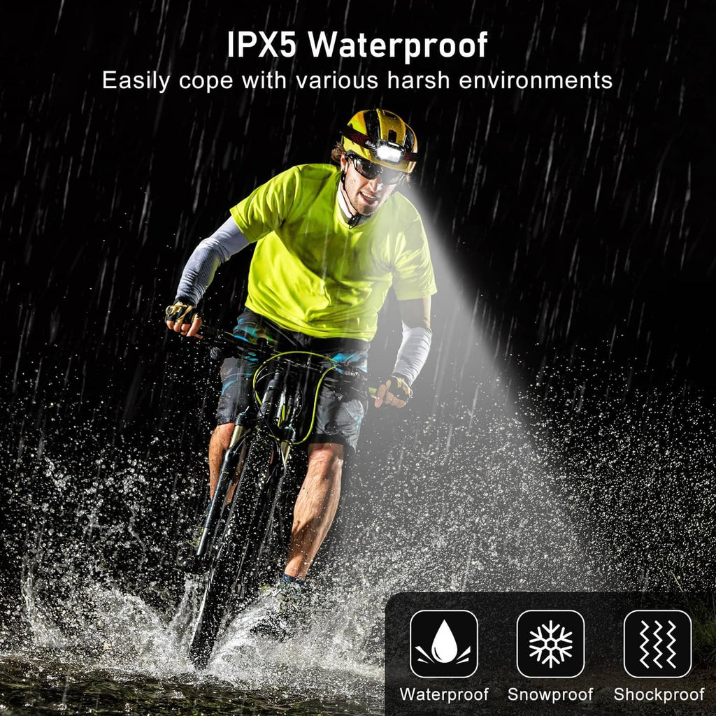 Black rechargeable LED headlamp designed for waterproof outdoor use