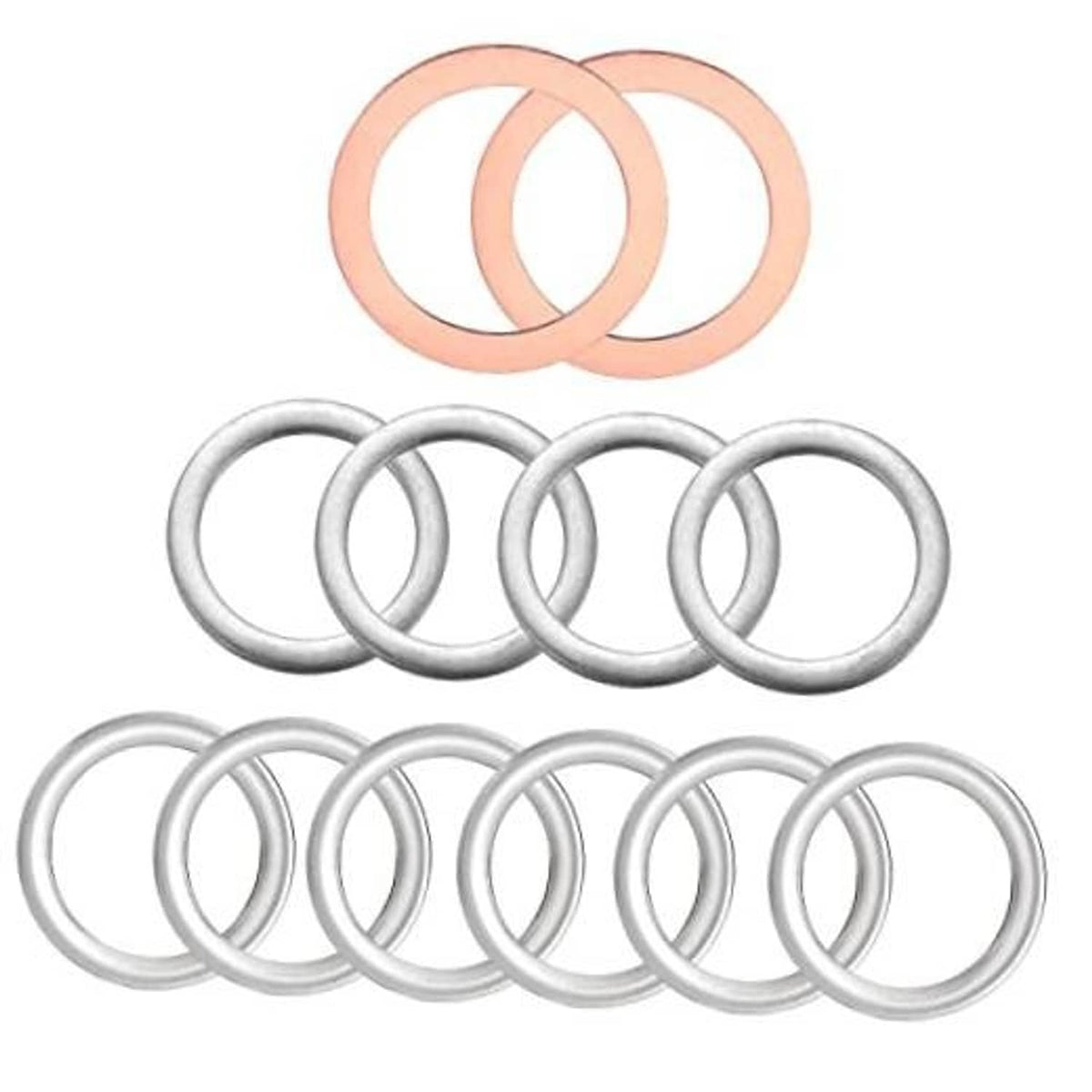 12-piece plug gasket rings set with copper and silver-toned washers