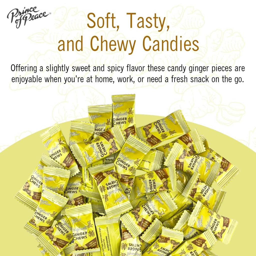 Pile of individually wrapped ginger candy chews