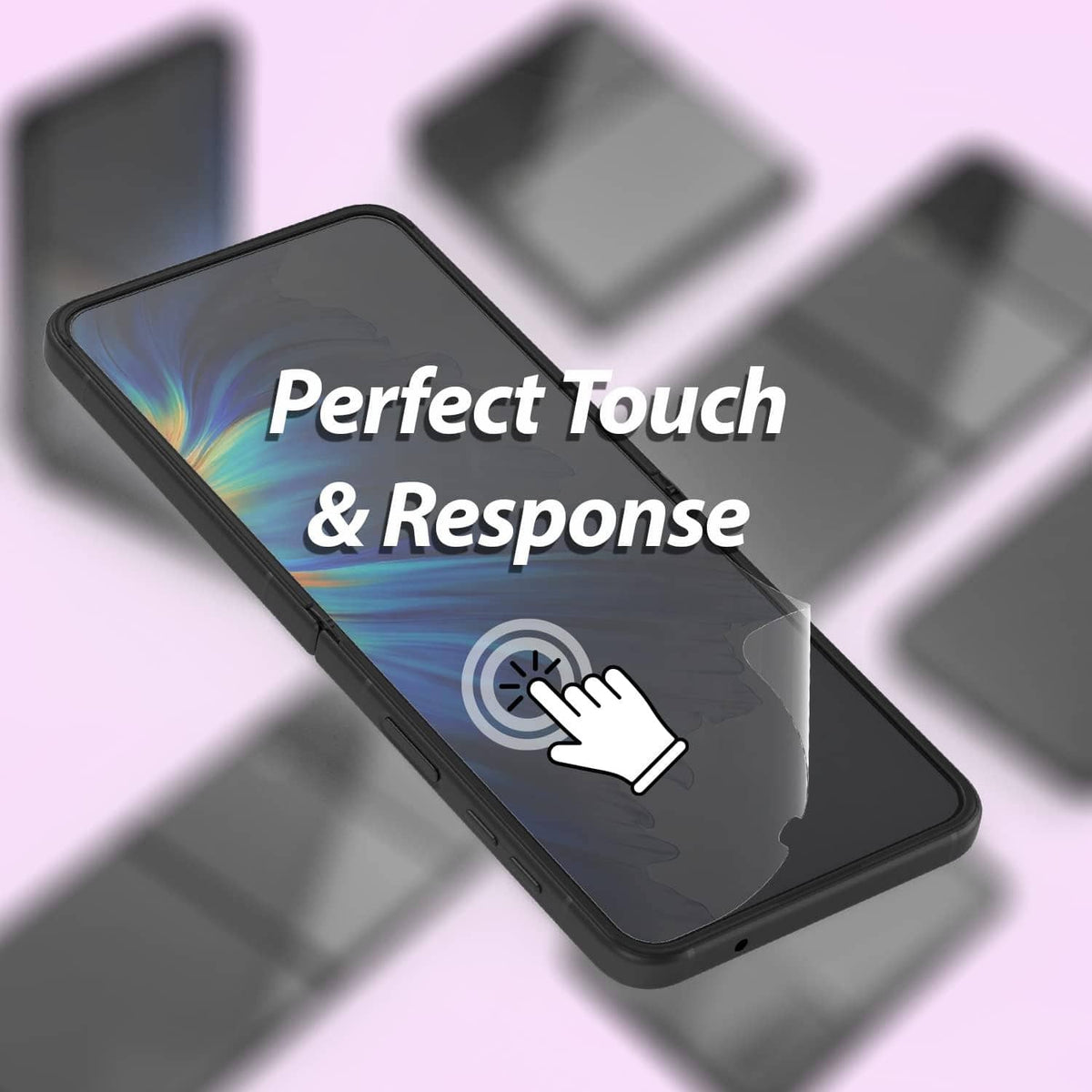 Foldable phone screen protector film for smooth touch and responsive touch area