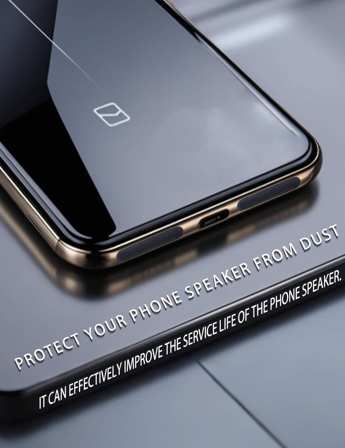 Speaker dustproof mesh sticker applied on phone speaker opening along the edge