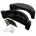 Trailer fender set with left and right black plastic fenders and mounting hardware