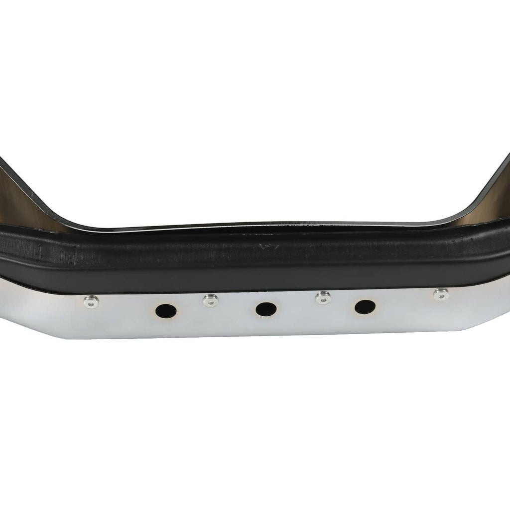 Rear step bumper face bar underside with black trim and mounting holes
